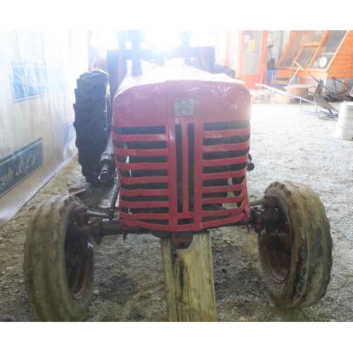 143 - International B250 tractor. 1954. Runs & drives. Roll bar and loader bracket. Good rear tyres. Reg. ... 