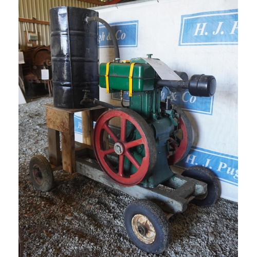 252 - Lister 6HP single cylinder stationary engine on trolley C.1938