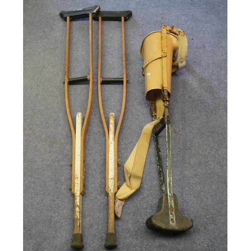 338 - Old crutches and prosthetic leg