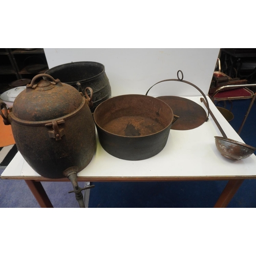 339 - Cast iron kettle and cauldrons