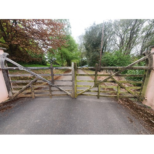 74 - Pair of oak drive gates 8ft each