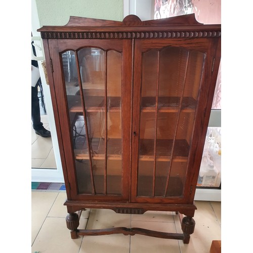 169 - Oak display cabinet, 2 door 48x30