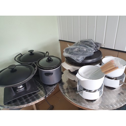 162A - Le Cruset woks, fondue party set etc