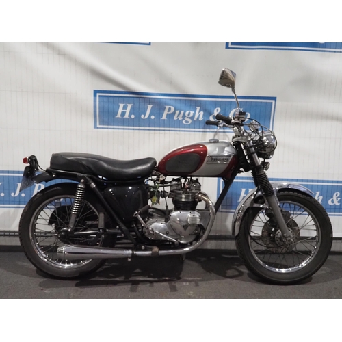 743 - Triumph 600 motorcycle. 1961. Fitted with later rare side points T100SC engine. Disc front end, Miku... 