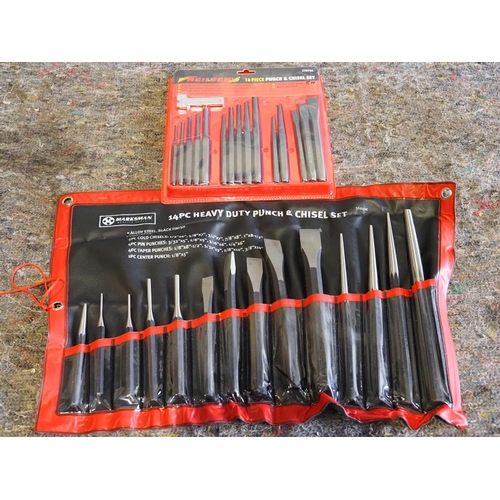 759 - 2- Sets of chisels and punches, 16 and 14pc