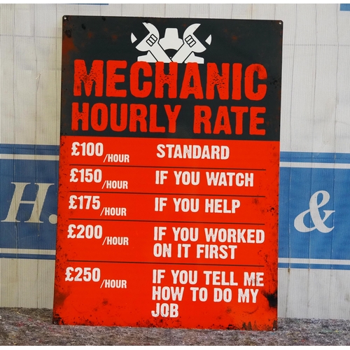 802 - Tin sign - Mechanics Rates 28x20