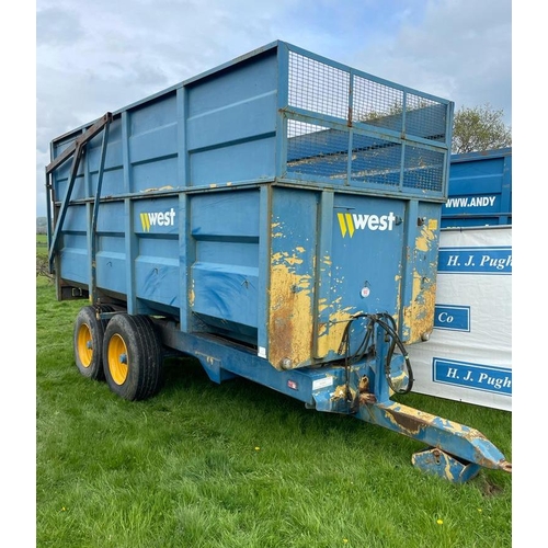 182 - West tandem axle 10tonne silage trailer, in working order