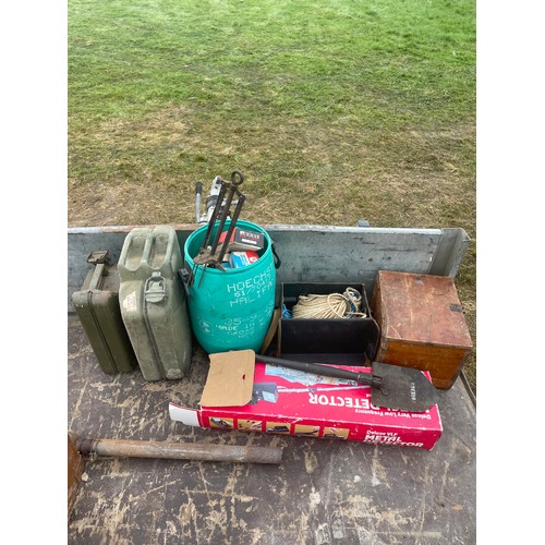 266 - Jerry cans, spade etc