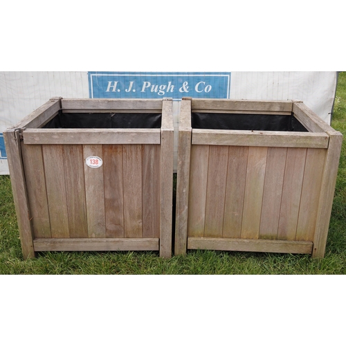 138 - Wooden planters A/F -2 37x40x40