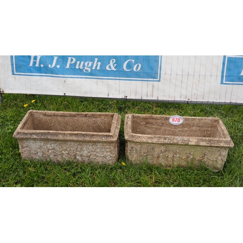 670 - Pair of rectangular planters