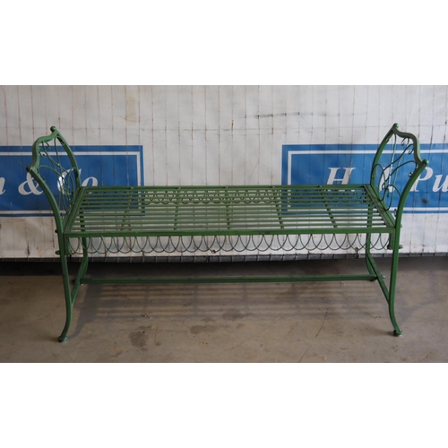 706 - Green metal open back bench 50