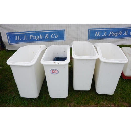 127 - 4 Wheeled plastic bins