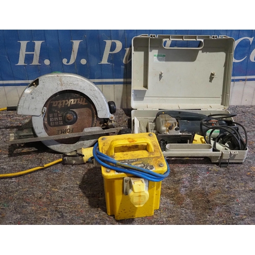 762D - Hitachi 110v circular saw, Bosch 110v jigsaw and transformer