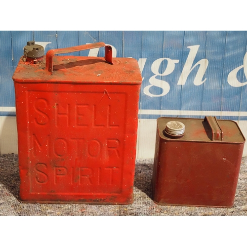 765F - 2 Gallon fuel can - Shell Motor Spirit and one other can