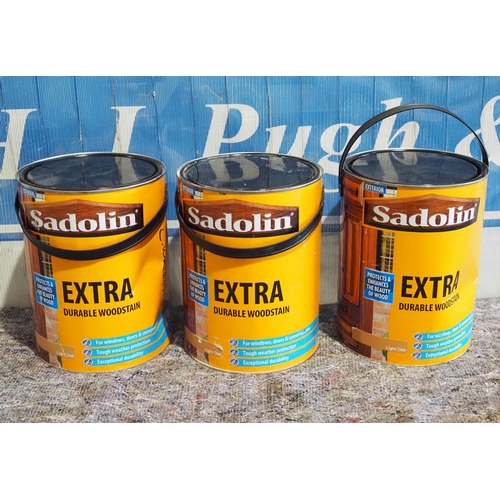 775 - 3- 5l Tins of Sadolin extra durable wood stain, Light Oak