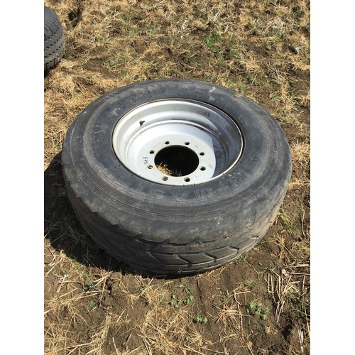 143 - Agri-master 385/65r22.5 spare wheel off Marshall 11ton trailer