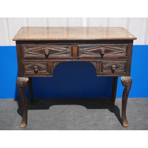 214 - Lightly carved Victorian oak desk 32x39