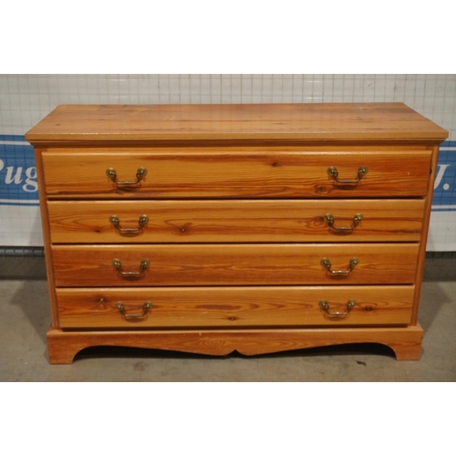 159 - Pine chest of 4 long drawers 30x48