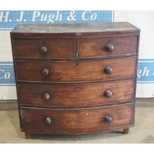 184 - Mahogany chest of 2 short and 3 long graduated drawers 41x42