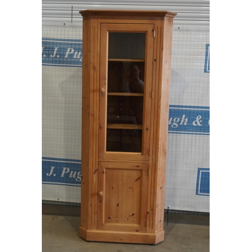 221 - Pine corner cabinet with glazed display cabinet top 79x30