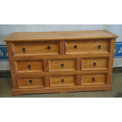 162 - Modern pine 8 drawer sideboard 57x32