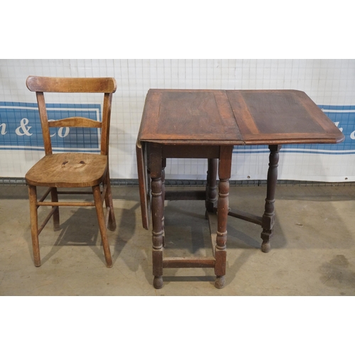 86 - Gateleg oak table and elm chair