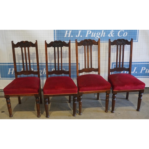 13 - 4- Art deco style dining chairs with red velvet seats