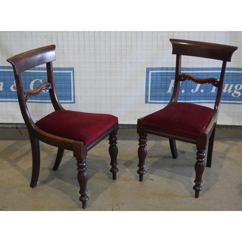14 - 2- Dining chairs with red velvet drop in seats