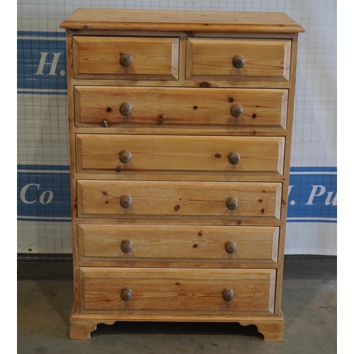 203 - Pine chest of 2 short and 5 long drawers 52x36