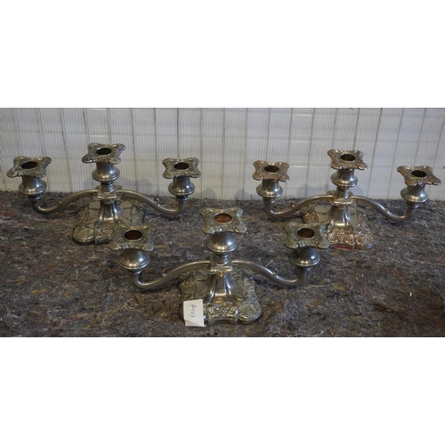 257 - 3- Matching silver plate candelabras