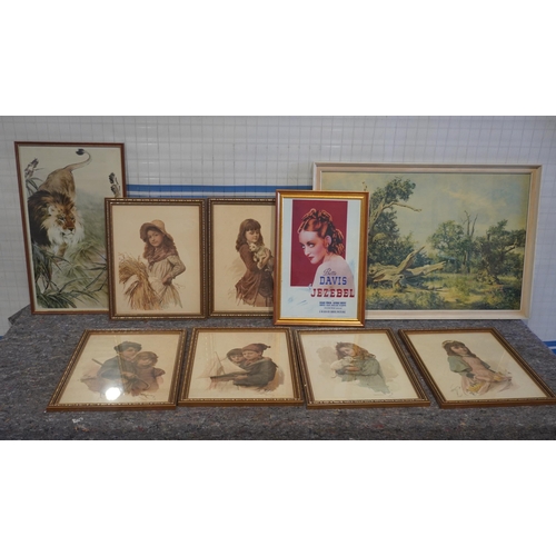 264 - 9- Assorted framed prints