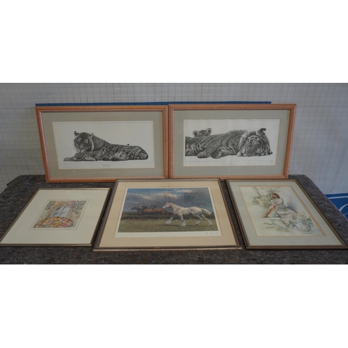 290 - 5- Framed prints to include 