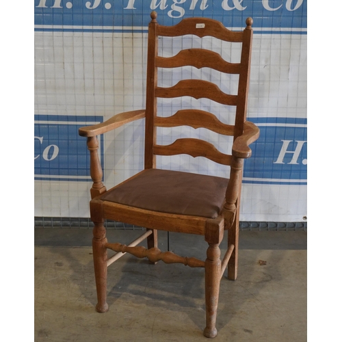 96 - Oak ladderback armchair