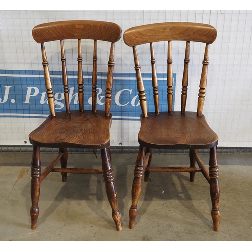 95 - 2- Oak stickback kitchen chairs
