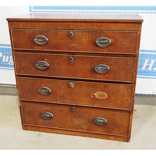 174 - Oak chest of 4 long graduated drawers 37x36