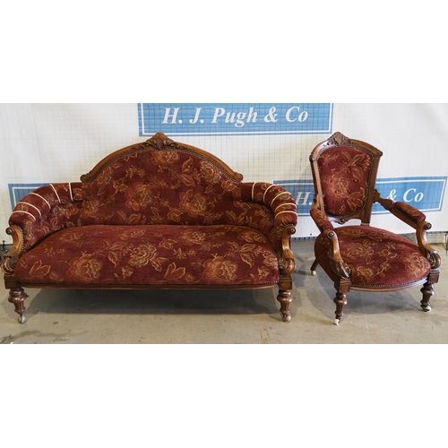 109 - 2 Piece French sofa and chair. Recently resprung and reupholstered