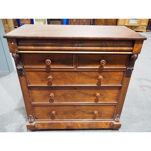 105 - Mahogany chest of 2 short and 3 long drawers 51x50