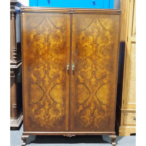 229 - Burr walnut Gentlemans wardrobe 71x48