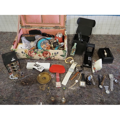 297 - Large quantity of costume jewellery and assorted wristwatches. To include some silver