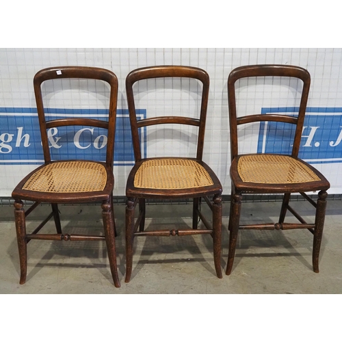 66 - 3- Rush seated wooden chairs