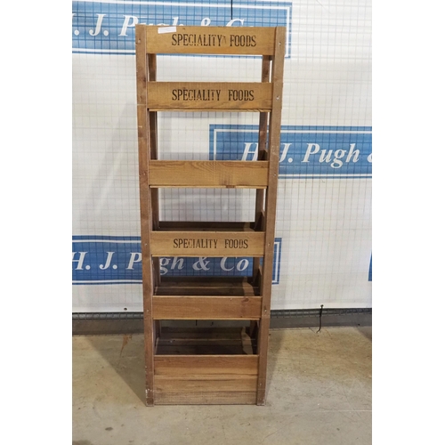 193 - Wooden food boxes shelving unit 64x21