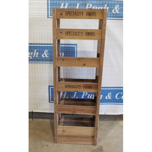 192 - Wooden food boxes shelving unit 64x21