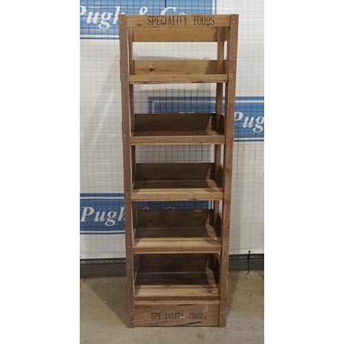 194 - Wooden food basket shelving unit 64x21