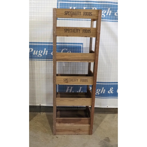 195 - Wooden food basket shelving unit 64x21