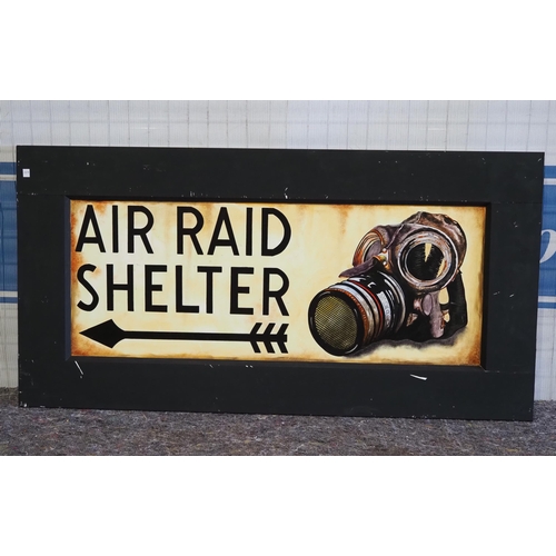 543 - Handpainted advertising sign on board - Air Raid Shelter 19.5x38