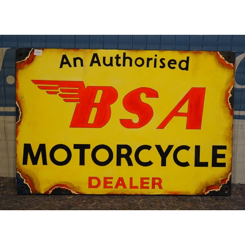 544 - Handpainted advertising sign on board - BSA Motorcycle Dealer 15x22