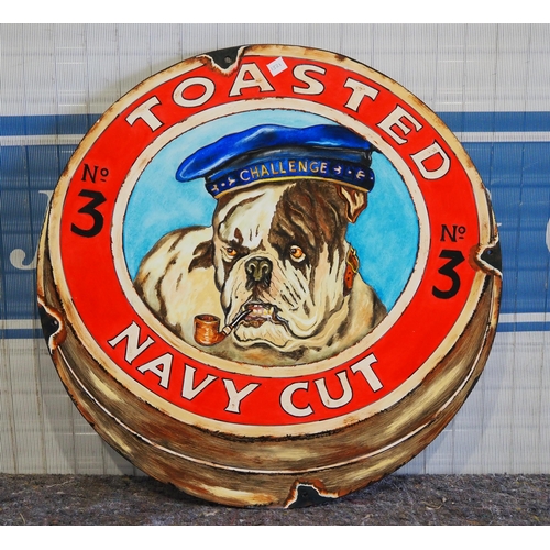 546 - Handpainted advertising sign on board - Toasted Navy Cut 21.5