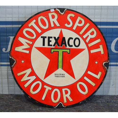 547 - Handpainted advertising sign on board - Texaco Motor Spirit 22.5