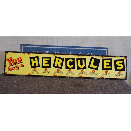 282 - Handpainted advertising sign on board - Hercules Bicycles 14x71.5