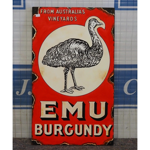 285 - Handpainted advertising sign on board - Emu Burgundy 31.5x19